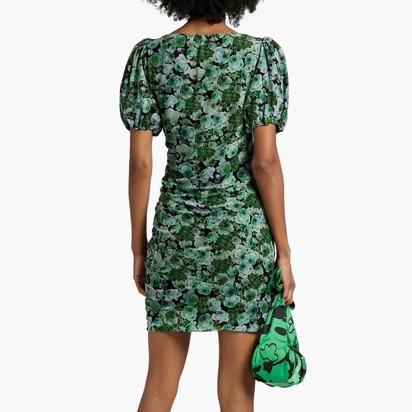 Ganni Ruched Floral Dress - Picture 2 of 5